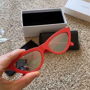 NIB CELINE red cat eye sunglasses